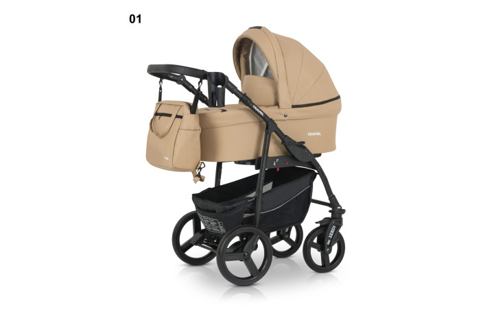 Verdi Travel col.01 (bēšs) eko āda Bērnu universālie rati 3in1